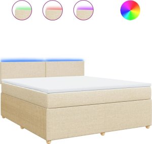 vidaXL vidaXL Łóżko kontynentalne z materacem, kremowe, tkanina, 180x200 cm 2