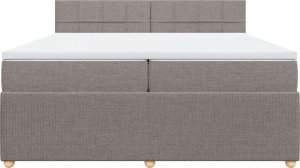 vidaXL vidaXL Łóżko kontynentalne z materacem, taupe, tkanina, 200x200 cm 6