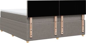 vidaXL vidaXL Łóżko kontynentalne z materacem, taupe, tkanina, 200x200 cm 8