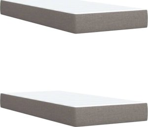 vidaXL vidaXL Łóżko kontynentalne z materacem, taupe, tkanina, 200x200 cm 10