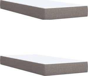 vidaXL Łóżko kontynentalne z materacem, taupe, tkanina, 200x200 cm 10