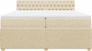 vidaXL vidaXL Łóżko kontynentalne z materacem, kremowe, tkanina, 200x200 cm 4