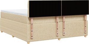 vidaXL vidaXL Łóżko kontynentalne z materacem, kremowe, tkanina, 200x200 cm 6