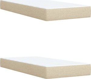 vidaXL vidaXL Łóżko kontynentalne z materacem, kremowe, tkanina, 200x200 cm 9