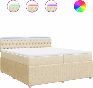 vidaXL vidaXL Łóżko kontynentalne z materacem, kremowe, tkanina, 200x200 cm 2