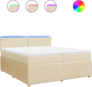 vidaXL vidaXL Łóżko kontynentalne z materacem, kremowe, tkanina, 200x200 cm 2