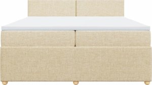 vidaXL vidaXL Łóżko kontynentalne z materacem, kremowe, tkanina, 200x200 cm 6