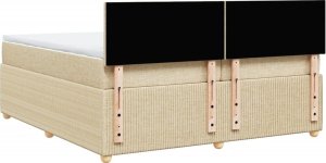 vidaXL vidaXL Łóżko kontynentalne z materacem, kremowe, tkanina, 200x200 cm 8