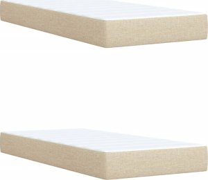 vidaXL vidaXL Łóżko kontynentalne z materacem, kremowe, tkanina, 200x200 cm 10