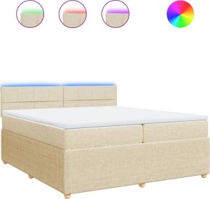 vidaXL vidaXL Łóżko kontynentalne z materacem, kremowe, tkanina, 200x200 cm 2
