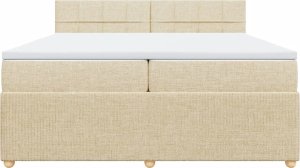 vidaXL vidaXL Łóżko kontynentalne z materacem, kremowe, tkanina, 200x200 cm 6