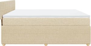 vidaXL vidaXL Łóżko kontynentalne z materacem, kremowe, tkanina, 200x200 cm 7