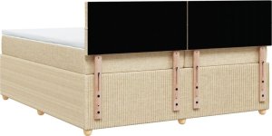 vidaXL vidaXL Łóżko kontynentalne z materacem, kremowe, tkanina, 200x200 cm 8