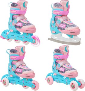 Rolki Raven Inlineskates Rolki Łyżwy Wrotki Regulowane 4w1 RAVEN Etta 34-37 Kółka LED 1