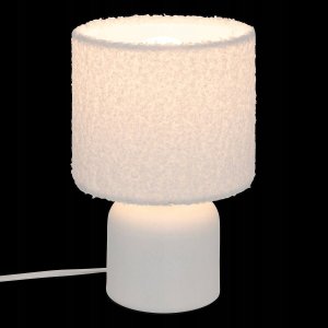 Atmosphera Ceramiczna lampa stołowa BONA z kloszem bouclé, Ø 14 cm 2