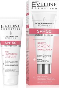 Eveline EVELINE SPF 50 Bogaty Krem nawilżający Filtry+Kwas Hialuronowy do cery normalnej i suchej 30 ml 1