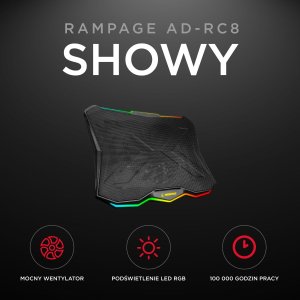 Podstawka chłodząca Rampage Showy 15-17", RGB, regulowana (AD-RC8 SHOWY) 8