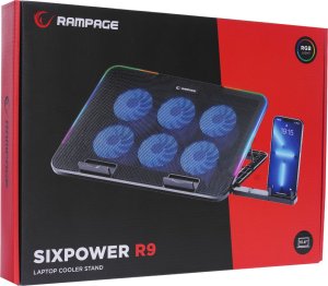 Podstawka chłodząca Rampage Sixpower R9 15,6", RGB, regulowana 8