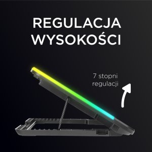 Podstawka chłodząca Rampage Sixpower R9 15,6", RGB, regulowana 11