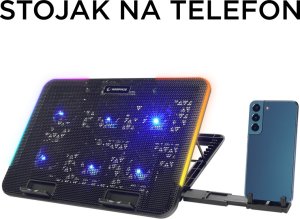 Podstawka chłodząca Rampage Sixpower R9 15,6", RGB, regulowana 13