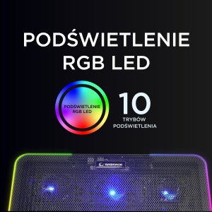 Podstawka chłodząca Rampage Sixpower R9 15,6", RGB, regulowana 15