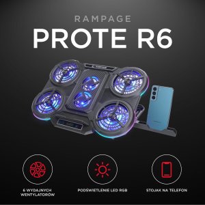 Podstawka chłodząca Rampage PROTE R6 10-17", RGB, regulowana 8