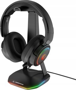 Rampage Tower T14 Stojak na słuchawki, gamingowy RGB, hub 2x USB, czarny 2