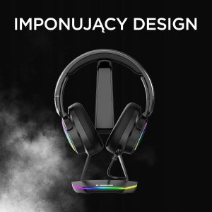Rampage Tower T14 Stojak na słuchawki, gamingowy RGB, hub 2x USB, czarny 7