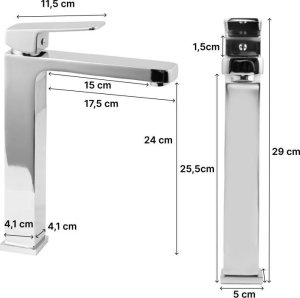 Bateria umywalkowa YokaHome Bateria umywalkowa wysoka nablatowa kwadratowa łazienkowa - Yoka 6