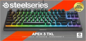 Klawiatura SteelSeries Seria SteelSeries | Klawiatura do gier | Apex 3 bez klawiatury numerycznej | | Klawiatura do gier | Przewodowe | Światło LED RGB | NORD | Ciche przełączniki 8
