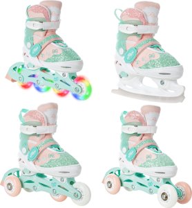 Rolki Raven Inlineskates Rolki Łyżwy Wrotki 4w1 Regulowane RAVEN Mireia 30-33 Kółka LED 1