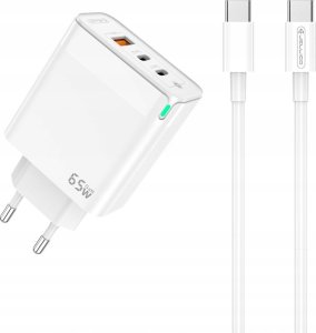 Ładowarka Jellico Ładowarka Sieciowa Szybkie Ładowanie 65W 2xUSB-C USB3.0   Kabel USB-C 1