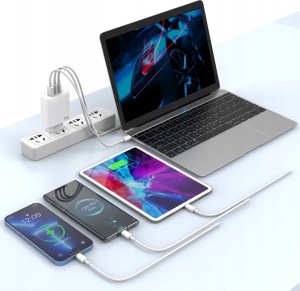Ładowarka Jellico Ładowarka Sieciowa Szybkie Ładowanie 65W 2xUSB-C USB3.0   Kabel USB-C 7