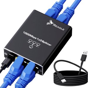 Reagle Reagle Adapter Rozdzielacz Switch Splitter LAN Ethernet RJ45 3xRJ45 1000M 1GB 1