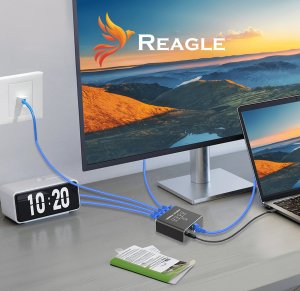 Reagle Reagle Adapter Rozdzielacz Switch Splitter LAN Ethernet RJ45 4xRJ45 1000M 1GB 3