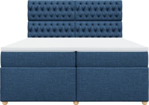 vidaXL vidaXL Łóżko kontynentalne z materacem, niebieskie, tkanina 200x200 cm 6