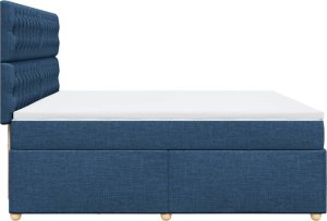 vidaXL vidaXL Łóżko kontynentalne z materacem, niebieskie, tkanina 200x200 cm 7