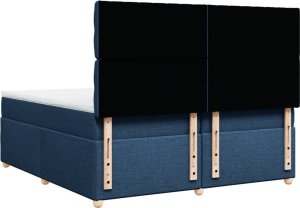 vidaXL vidaXL Łóżko kontynentalne z materacem, niebieskie, tkanina 200x200 cm 8