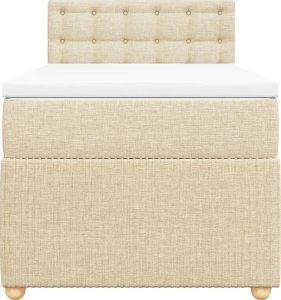 vidaXL Łóżko kontynentalne z materacem, kremowe, tkanina, 90x200 cm 4