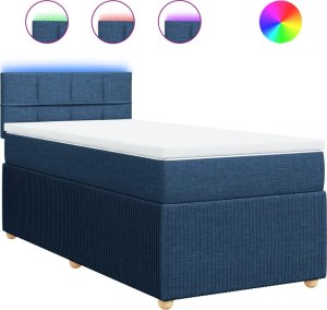 vidaXL vidaXL Łóżko kontynentalne z materacem, niebieskie, tkanina, 90x200 cm 2