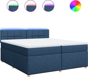 vidaXL vidaXL Łóżko kontynentalne z materacem, niebieskie, tkanina 200x200 cm 2