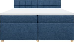 vidaXL vidaXL Łóżko kontynentalne z materacem, niebieskie, tkanina 200x200 cm 6