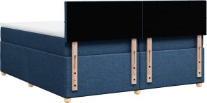 vidaXL vidaXL Łóżko kontynentalne z materacem, niebieskie, tkanina 200x200 cm 8