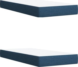 vidaXL vidaXL Łóżko kontynentalne z materacem, niebieskie, tkanina 200x200 cm 10