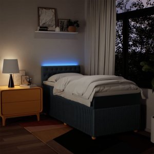 vidaXL vidaXL Łóżko kontynentalne z materacem, niebieskie, tkanina, 90x200 cm 5