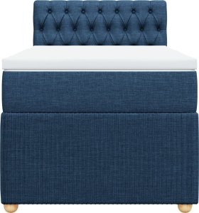 vidaXL vidaXL Łóżko kontynentalne z materacem, niebieskie, tkanina, 90x200 cm 6