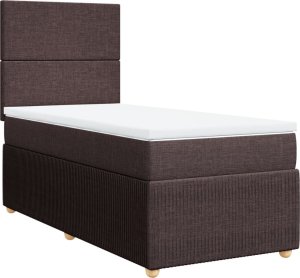 vidaXL Łóżko kontynentalne z materacem, brązowe, tkanina, 90x200 cm 2