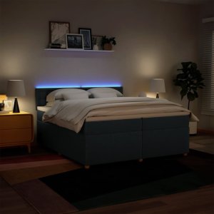 vidaXL vidaXL Łóżko kontynentalne z materacem, niebieskie, tkanina 200x200 cm 5