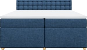 vidaXL vidaXL Łóżko kontynentalne z materacem, niebieskie, tkanina 200x200 cm 6