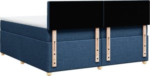 vidaXL vidaXL Łóżko kontynentalne z materacem, niebieskie, tkanina 200x200 cm 8